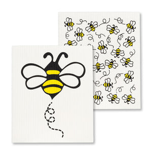 Allover Bees Swedish Dishcloths set/2