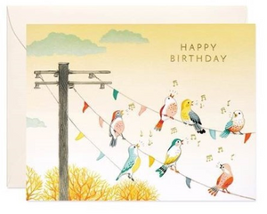 Bird on Wire Birthday Card