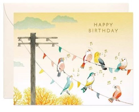 Bird on Wire Birthday Card