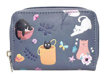Load image into Gallery viewer, Cat in Garden Change Purse -grey
