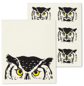 Peeking Owls Swedish Dishcloths set/2