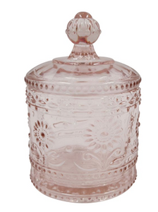 Vintage Glass Canister -Pink
